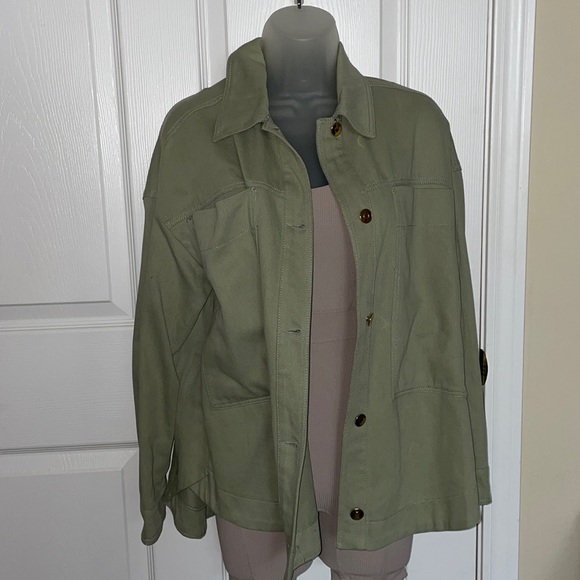 Zara Green Gold Shacket Oversized Jacket Button Down XS - Picture 6 of 6